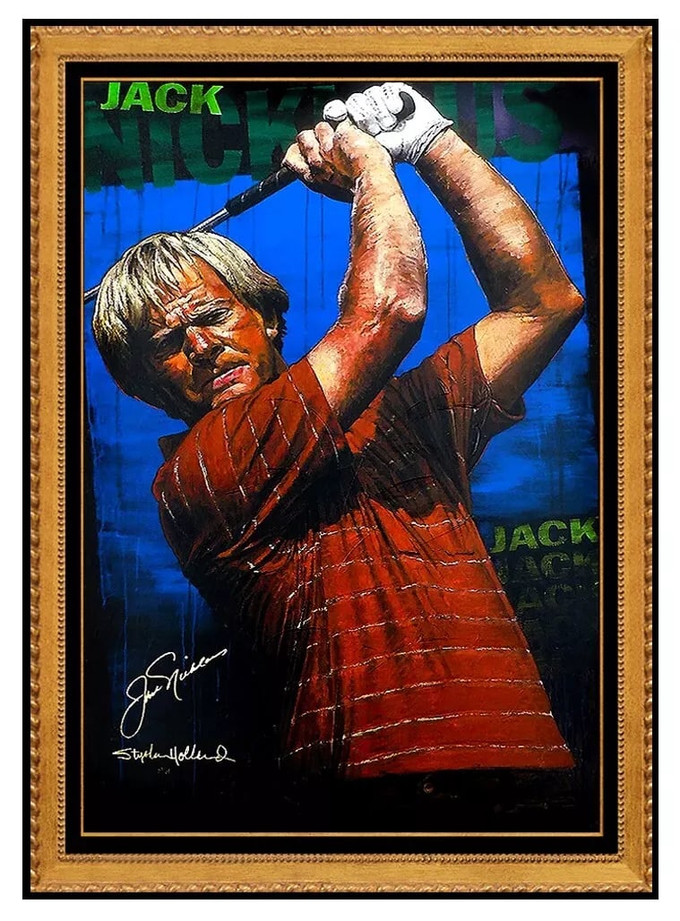 Stephen Holland Original Jack Nicklaus Golf Signed Embellished Giclee On Canvas (1 of 5)