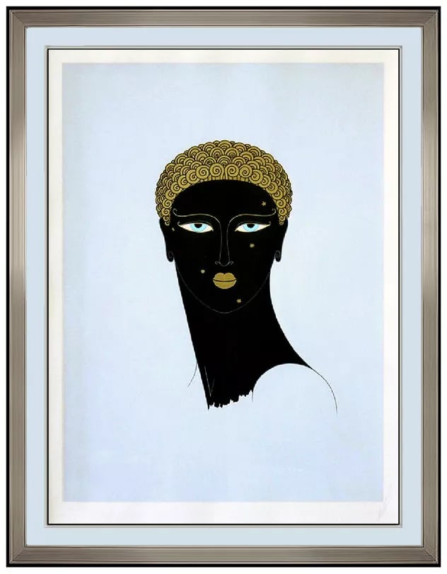 Erte Queen of Sheba Original Serigraph Signed Art Deco Female Portrait Artwork