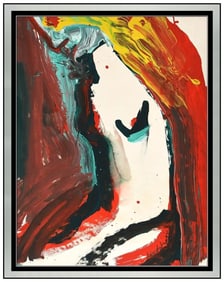 Bengt Lindstrom Large Abstract Acrylic Painting Female Figure Signed Framed Artwork