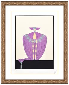 Erte La Somptueuse Embossed Serigraph Signed Fashion Scene Framed Artwork