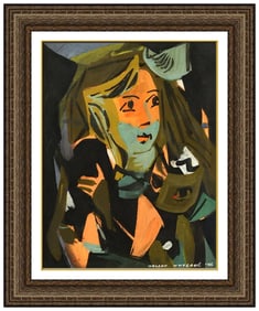 Vaclav Vytlacil Original Gouache and Oil Painting Abstract Portrait Signed Framed Artwork