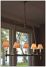 Visual Comfort Polished Nickel Linear Chandelier Five-Light Signed Decor Artwork