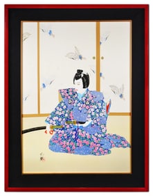 Hisashi Orsuka Color Lithograph Samurai Lord Signed Eastern Portrait Artwork