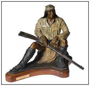 Marie Barbera Young Geronimo Original Bronze Native American Sculpture Signed Artwork