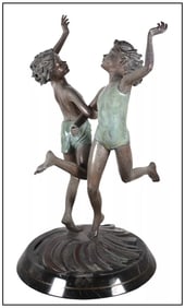 Jerry Joslin Spring Break Bronze Full Round Child Sculpture Signed Artwork
