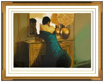 Ramon Lombarte At Ritz 12 Large Color Lithograph Female Portrait Framed Artwork