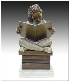Howard Jason Bronze Sculpture Innocence Lost II Girl Reading Signed Artwork