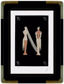 Erte Alphabet Letter N Original Color Serigraph Signed Art Deco Painting