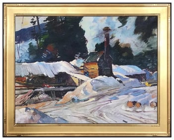 Aldro Hibbard Original Oil Painting on Canvas Vermont Winter Landscape Signed Artwork