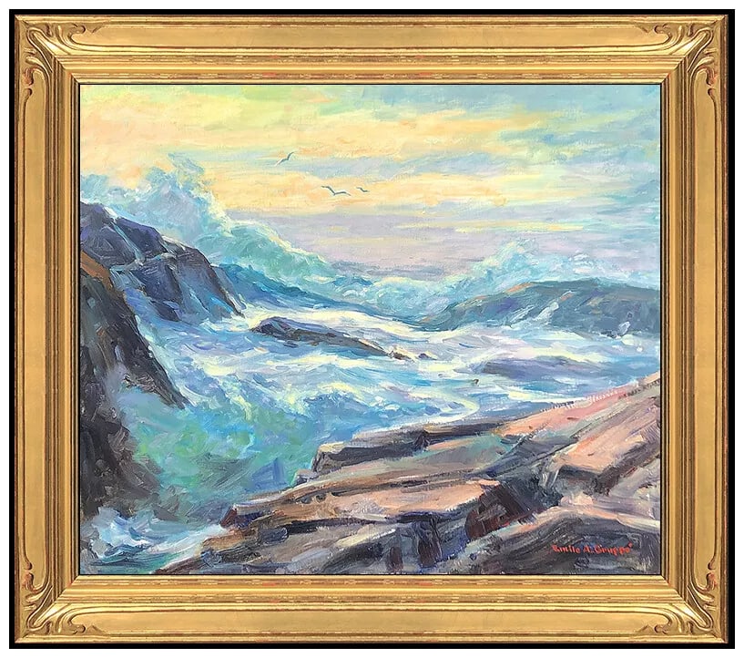 Emile A. Gruppe Original Oil Painting on Canvas Gloucester Bass Rocks Signed Artwork (1 of 5)