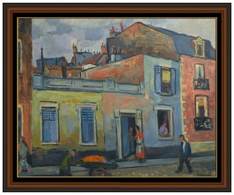Gerrit Hondius Original Oil Painting on Canvas Figurative Cityscape Signed Framed Artwork
