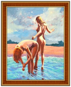 Janet Stewart Original Hawaiian Beach Painting on Canvas Female Signed Artwork
