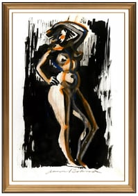 Aaron Bohrod Original Gouache Nude Figurative Illustration Signed Artwork