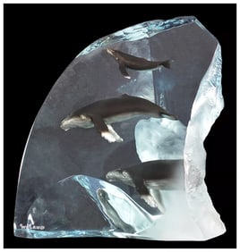 Robert Wyland Original Acrylic and Bronze Sculpture Humpback Tribe Signed Artwork