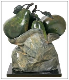 David Butler Trio of Pears Bronze Sculpture Still Life Original Signed Artwork
