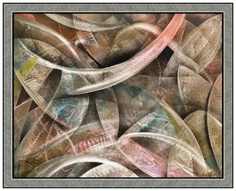 Raymond Karpuska Oil Painting on Metal Abstract Large Signed Framed Original Art (1 of 5)