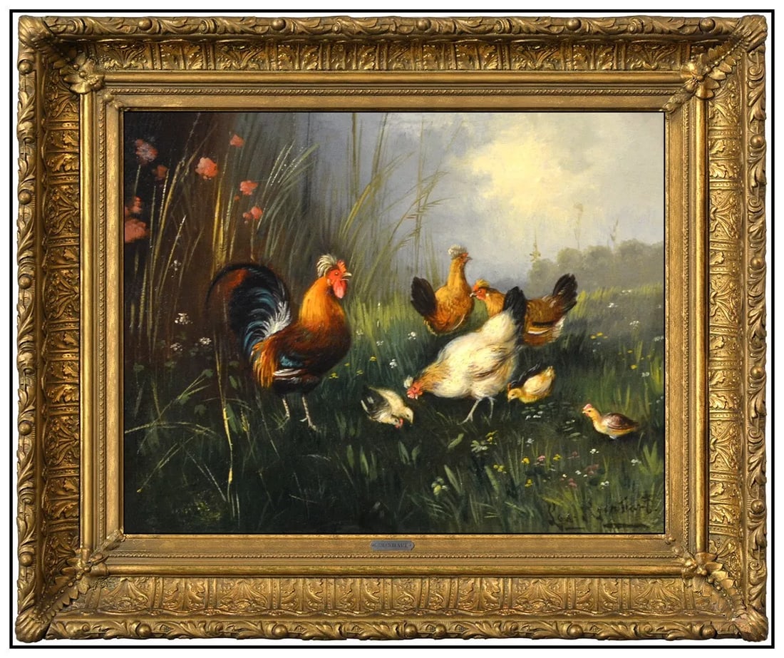 Lea Reinhart Oil Painting on Board Animal Landscape Signed Framed Original Artwork (1 of 5)