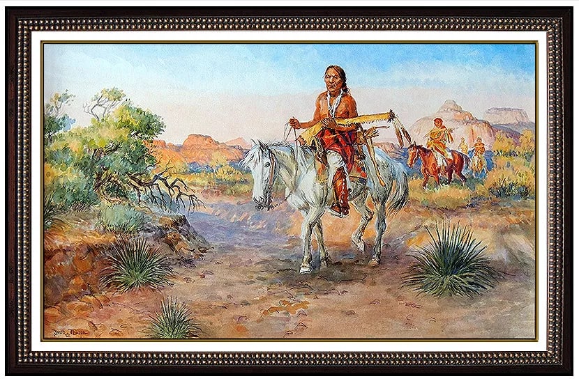 Dave Powell Original Watercolor Navajo Manuelito Painting Signed Framed Art (1 of 5)