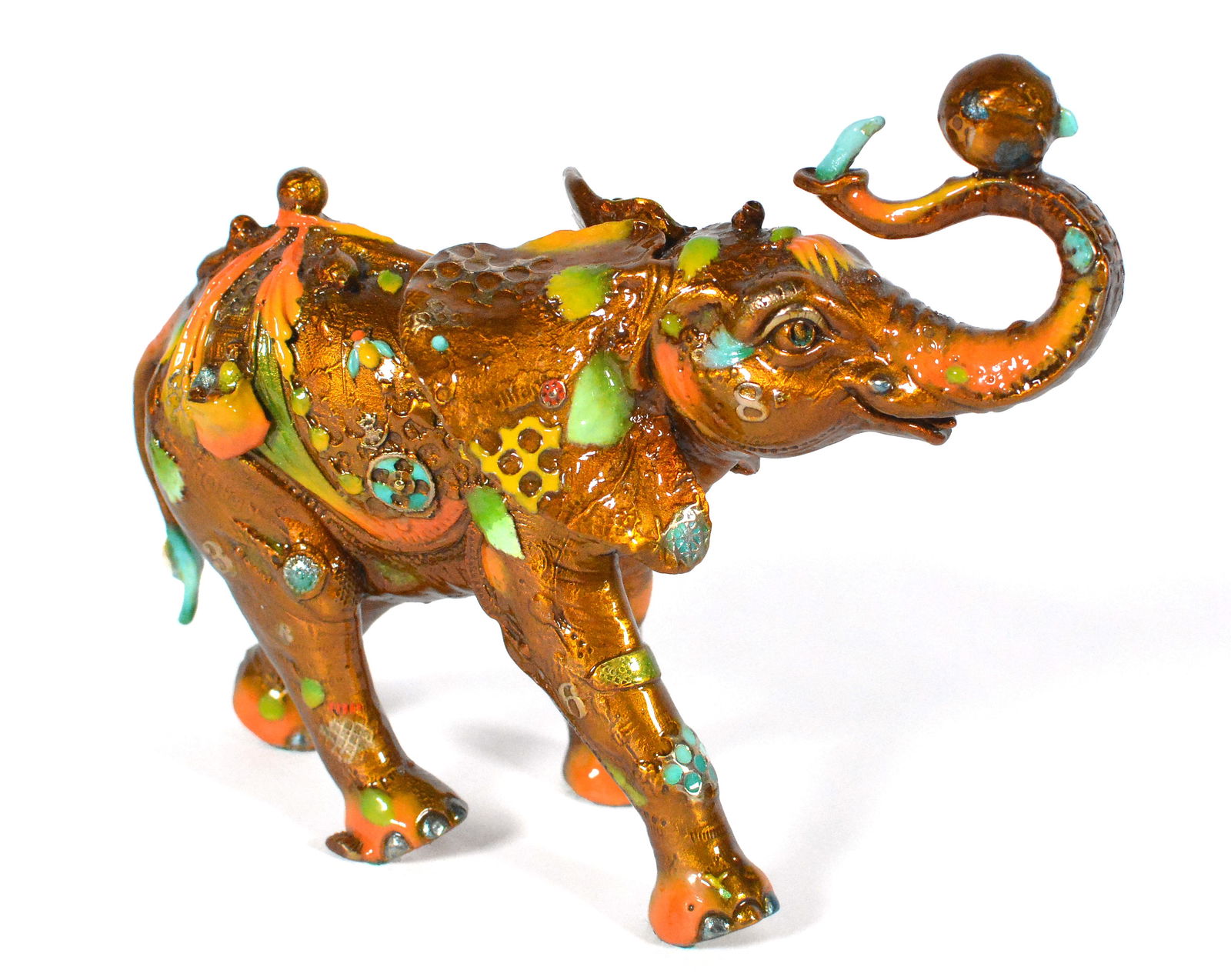 Nano Lopez Bobby Elephant Full Round Bronze Sculpture Signed Animal Artwork (1 of 7)