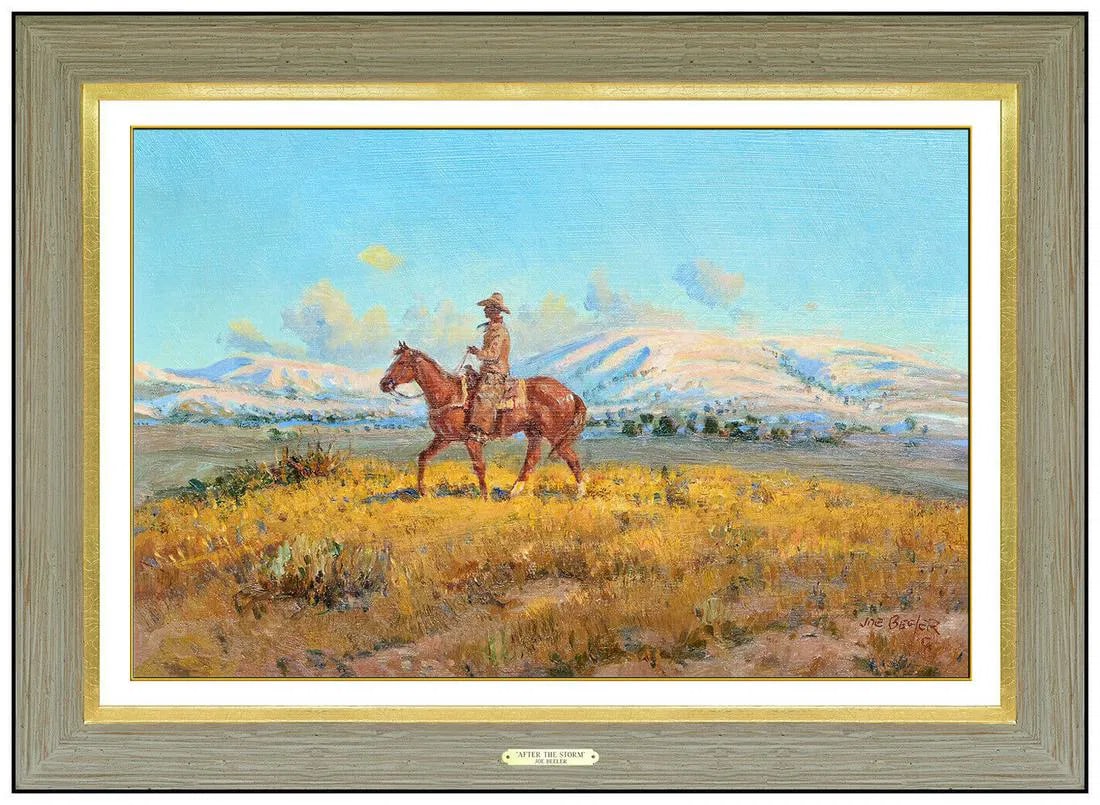 Joe Beeler Western Landscape Oil Painting on Board Signed Horse Cowboy Artwork (1 of 5)