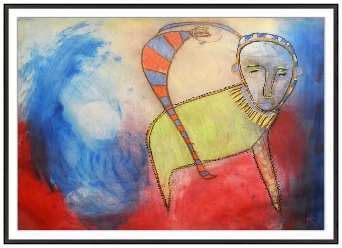 Karl Mullen Abstract Pastel Oil Painting Signed Large Framed Modern Artwork (1 of 5)