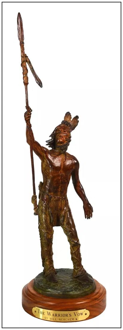 Bill Nebeker Western Portrait Warriors View Bronze Sculpture Signed Artwork (1 of 5)