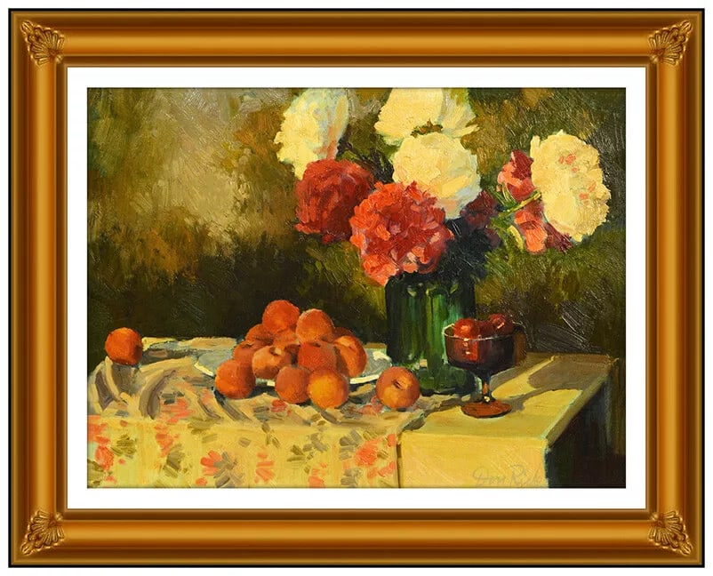Don Ricks Original Oil Painting Floral Still Life Signed Framed Artwork
