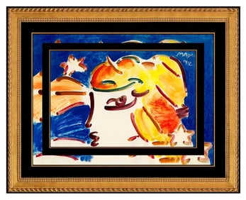 Peter Max Original Acrylic Painting Pop Art Beauty Profile Signed Framed