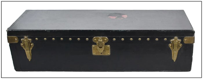 Louis Vuitton Original Vintage Leather Motoring Trunk Brass Numbered Furniture