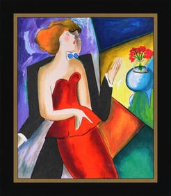 Linda Le Kinff "Renee et Alain" Figurative Painting on Canvas Framed and Signed Female Artwork