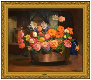 Pauline Bliss Williams Original Still Life Painting Signed Framed Board Art
