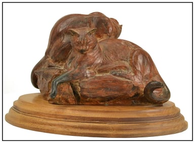 Veryl Goodnight Original Bronze Sculpture Slumbering Cats Signed Artwork