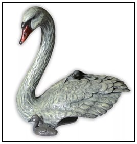 Rip Caswell Original Bronze Sculpture Cozy Cygnets Swan Signed Artwork