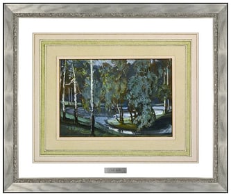 Carl Oscar Borg Original Water Landscape Gouache Painting Signed Artwork