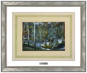 Carl Oscar Borg Original Water Landscape Gouache Painting Signed Artwork: This Lot Includes:Gallery Coa & Free Domestic Shipping (*Insurance And International Shipping For An Additional charge)Artist: Carl Oscar BorgTitle: Seatts Park Medium: Gouache Painting Size: 5”