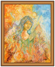 Duaiv Original Portrait Oil Painting Signed Framed Canvas Artwork