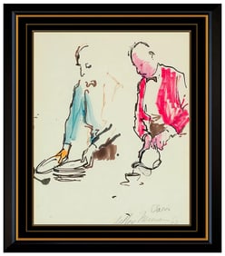 Leroy Neiman Original Paris Portrait Color Ink Drawing Signed Artwork