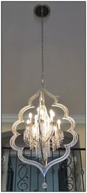 Corbett & Bijoux Large Iron Chandelier Silver Leaf Crystal Lighting Art