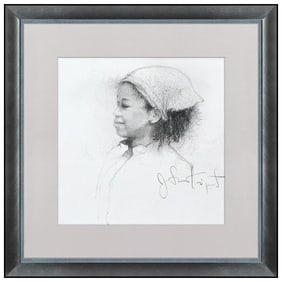 Jonathan Knight Female Portrait Graphite Drawing Signed Framed Artwork