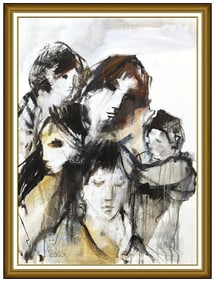Gino Hollander Original Portrait Oil Painting Signed Framed Canvas Artwork
