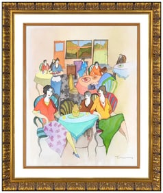 Itzchak Tarkay Original Watercolor Female Portrait Signed Framed Artwork