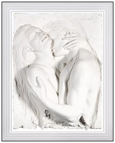 Bill Mack Man Woman Embrace Sand Relief Sculpture Signed Modern Artwork