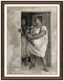 Francisco Zuniga Mujeres Nino En La Puerta Lithograph Signed Large Art