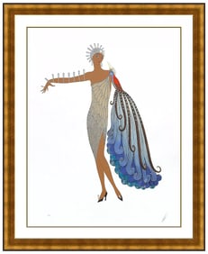 Erte Diva II Embossed Serigraph Signed Female Costume Deco Framed Artwork