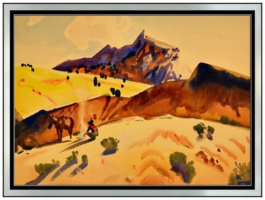 Frank N. Wilcox Western Landscape Painting Signed Watercolor Artwork