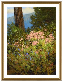 Robert Knudson Floral Landscape Pastel Painting Signed Framed Board Artwork