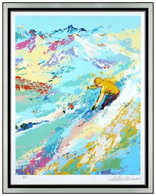 Leroy Neiman Alpine Skiing Serigraph Signed Framed Sports Artwork