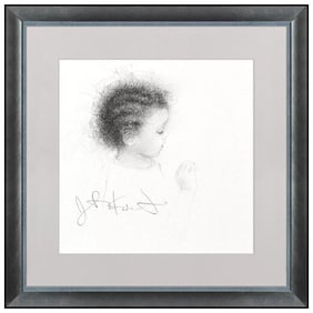 Jonathan Knight Child Portrait Drawing Signed Framed Graphite Artwork