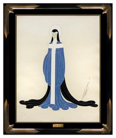 Erte Nude Female Costume Design Gouache Painting Signed Framed Art