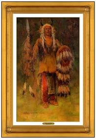 Charles Winfield Miller Native American Oil Painting Signed Framed Art